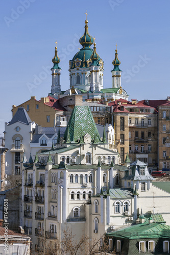 View of St Andrew's Church in Kiev, Ukraine