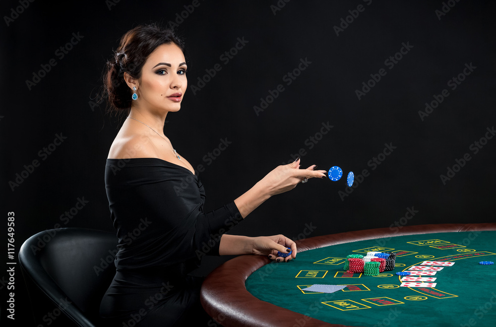 sexy woman with poker cards and chips sexy woman with poker cards and chips