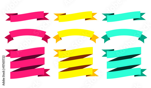 Modern Ribbons Big Set. Different Shapes. Vector Isolated Illustration