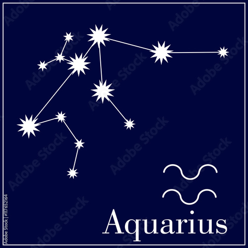 Zodiac  constellation . Aquarius icon. Astrology sing. Astronomy symbol. Vector illustration