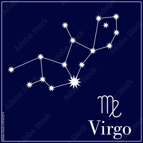 Zodiac  constellation . Virgo icon. Astrology sing. Astronomy symbol. Vector illustration