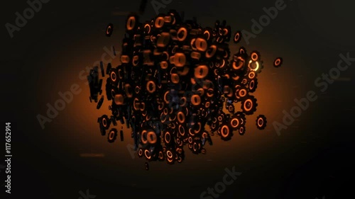 Glowing computer mechanical gear wheel brain comes together