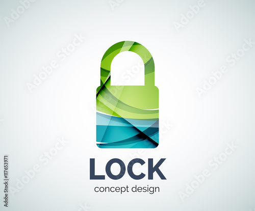 Lock logo business branding icon, created with color overlapping elements photo