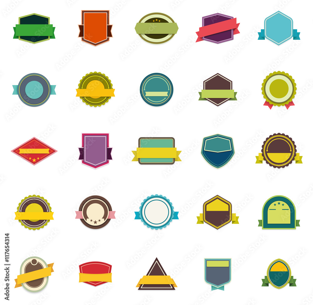 Vector badges and ribbons