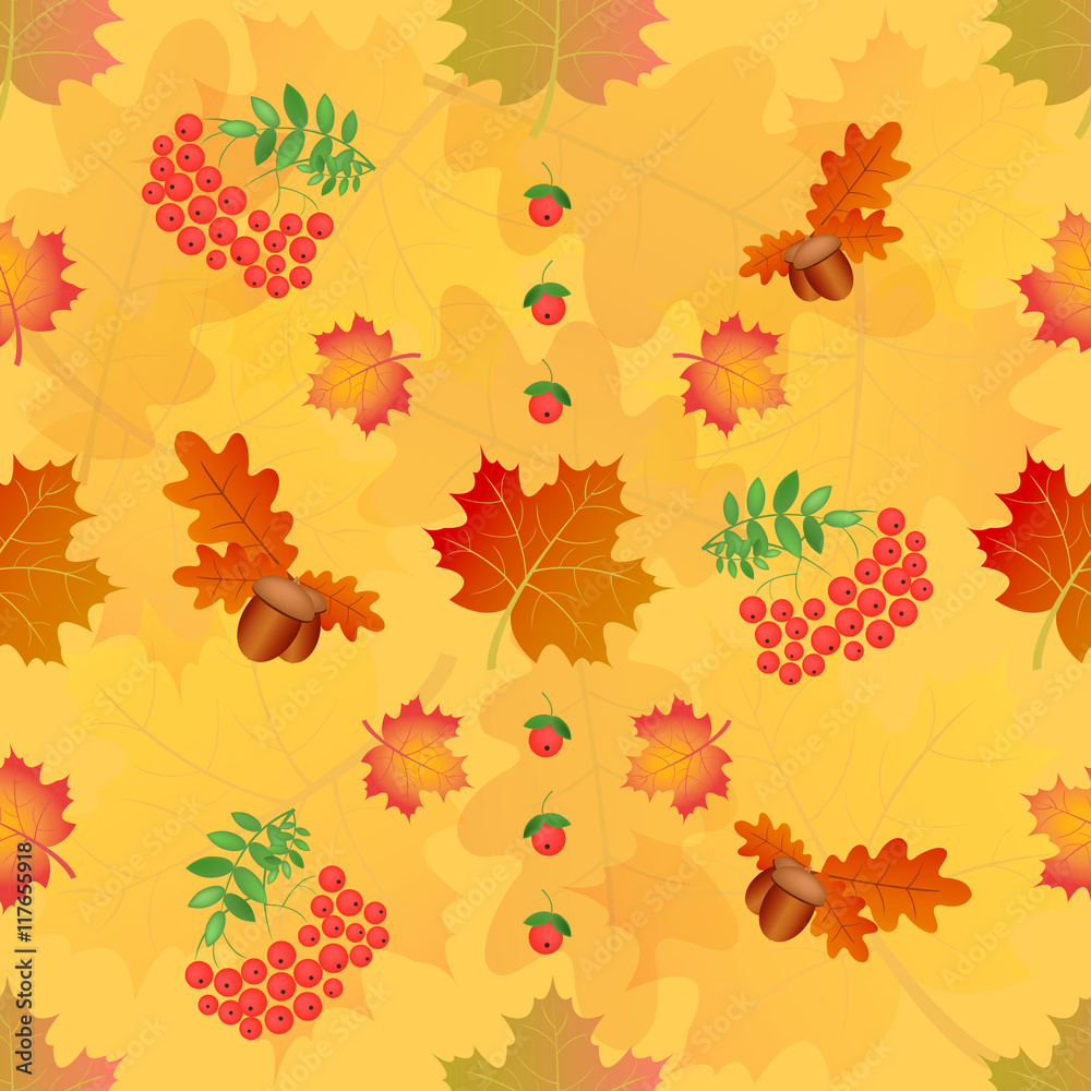 vector floral seamless pattern with autumn leaves and flowers vector floral seamless pattern with autumn leaves and flowers