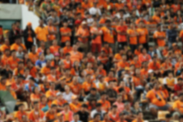 blurry of Soccer fans in a match and Spectators at football stad