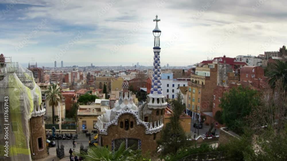 the barcelona skyline shot from parc guell