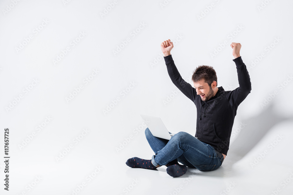 emotional man and notebook emotional man and notebook