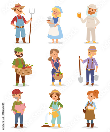 Farmers people vector set.