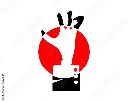Zombie hand with circle logo
