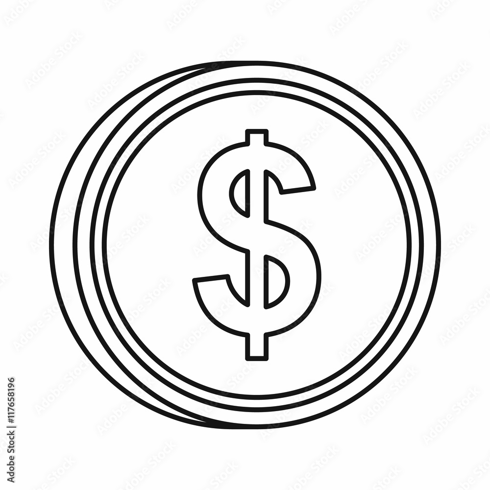 US dollar symbol icon in outline style isolated on white background US dollar symbol icon in outline style isolated on white background