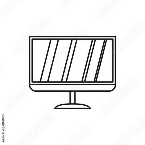 Led tv icon in outline style isolated on white background