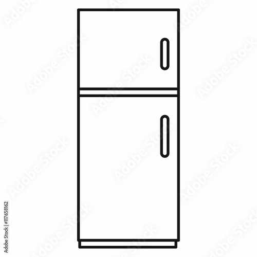 Refrigerator icon in outline style isolated on white background