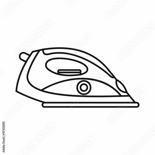 Electrical iron icon in outline style isolated on white background
