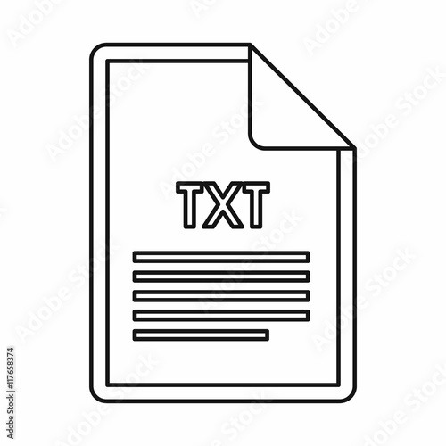 TXT file format icon in outline style isolated on white background