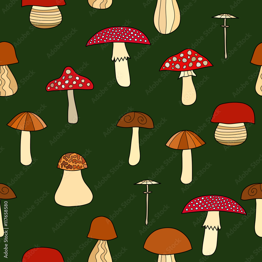 abstract vector doodle mushroom seamless pattern abstract vector doodle mushroom seamless pattern