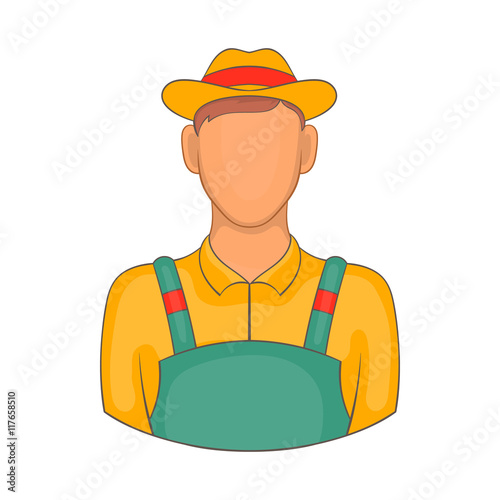 Farmer icon in cartoon style on a white background