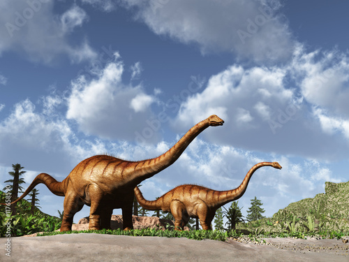Dos dinosaurios Diplodocus