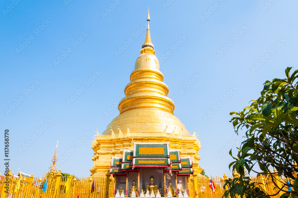 Naklejka premium part of the temple Wat Phra That Haripunchai in Lamphun,most famous temple temple in Northern of Thailand, art thai style