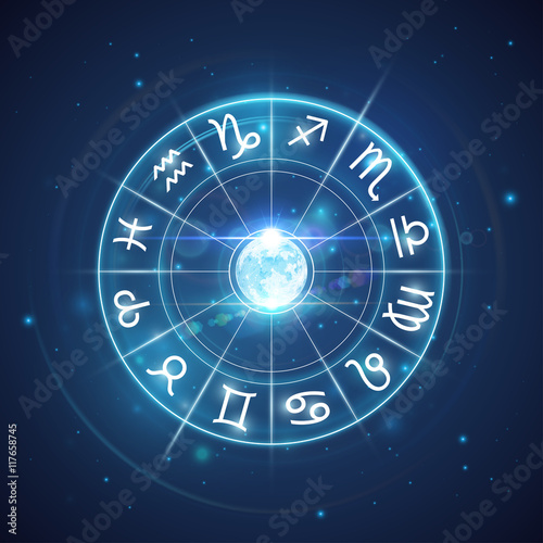 Zodiac signs with moon in center