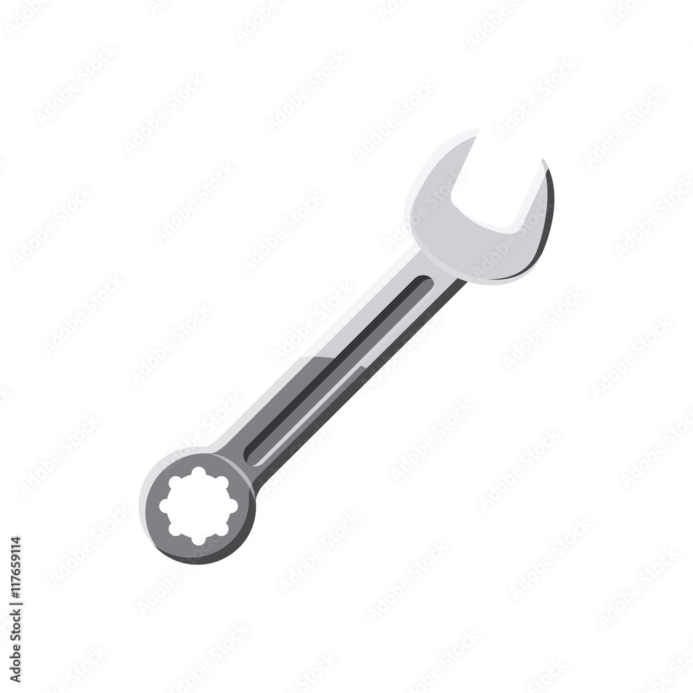 Spanner tool icon in cartoon style on a white background Spanner tool icon in cartoon style on a white background