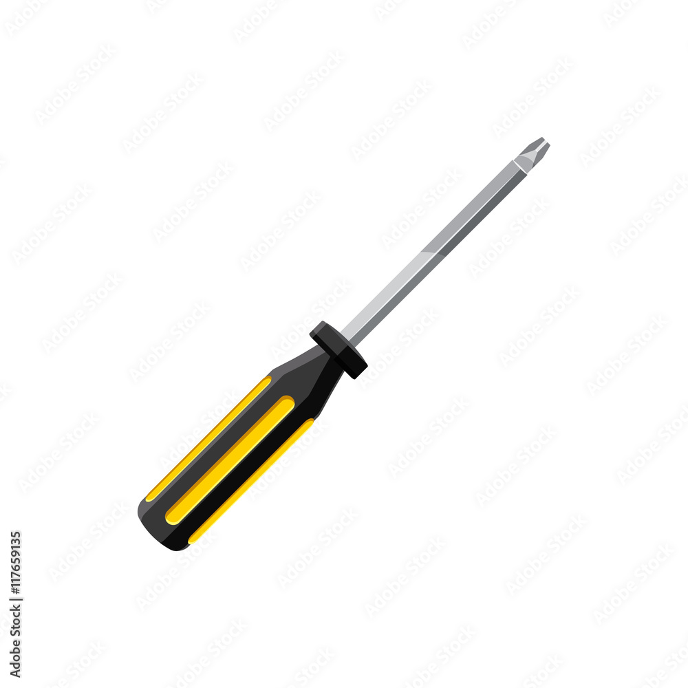 Screwdriver icon in cartoon style on a white background Screwdriver icon in cartoon style on a white background