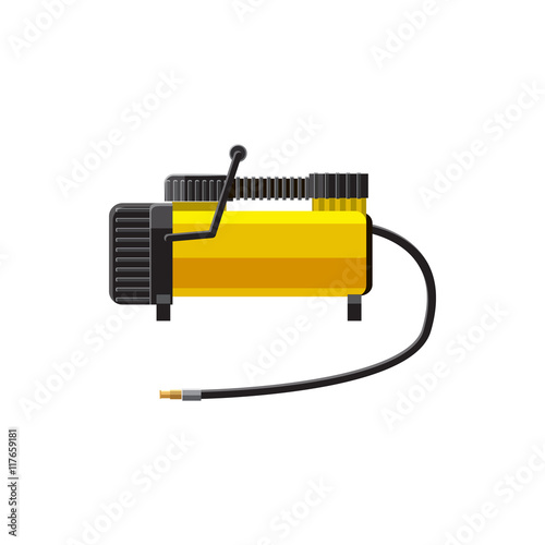 Car air compressor icon in cartoon style on a white background