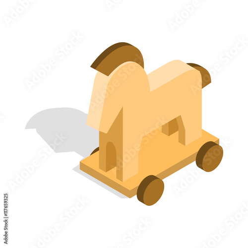 Horse trojan icon in isometric 3d style on a white background