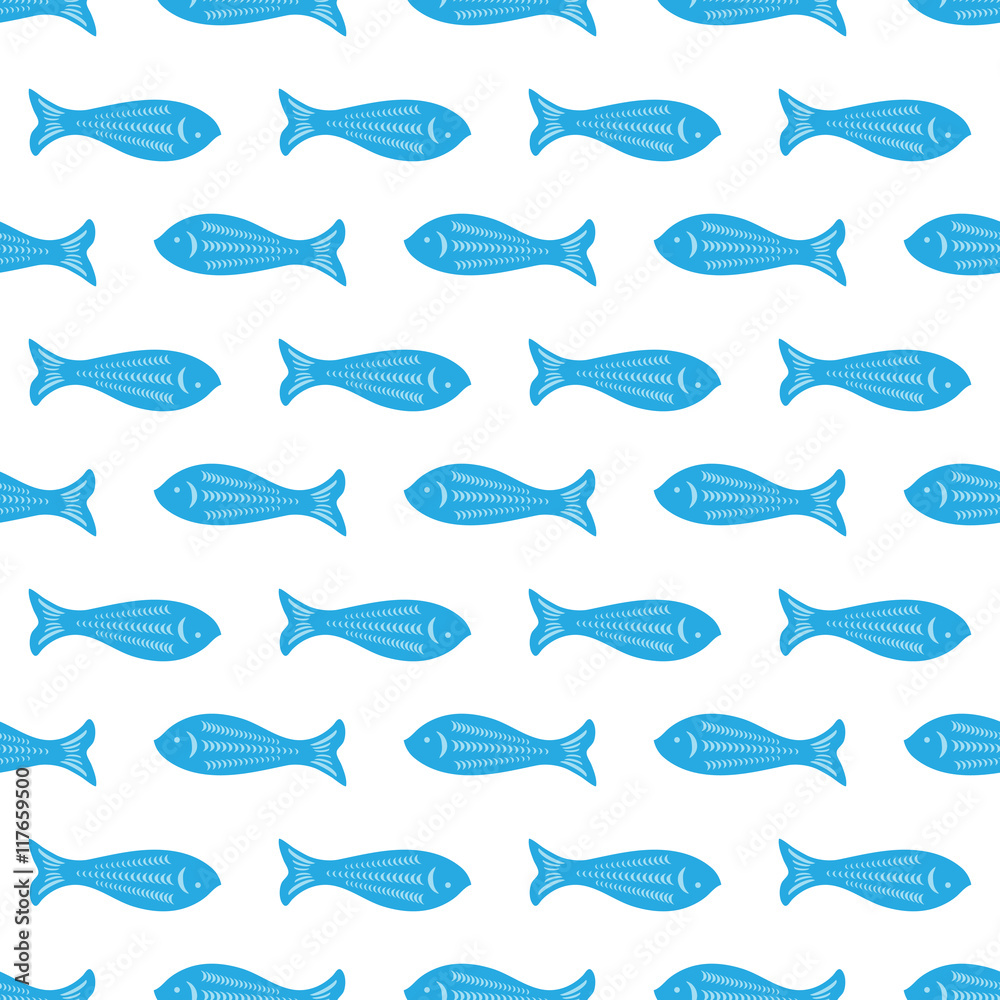 Vector Seamless pattern with fish silhouettes Vector Seamless pattern with fish silhouettes