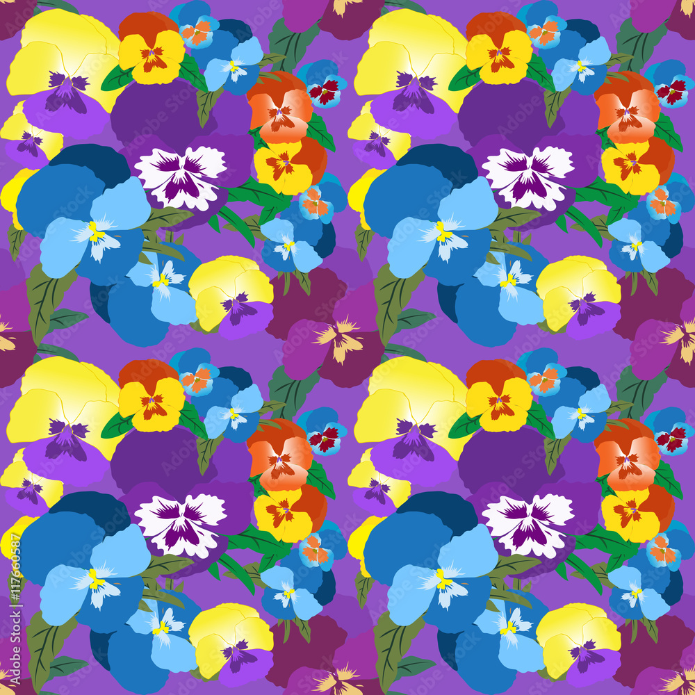 Seamless Pansy Floral Pattern