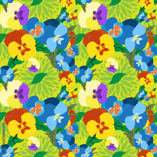 Seamless Pansy Floral Pattern