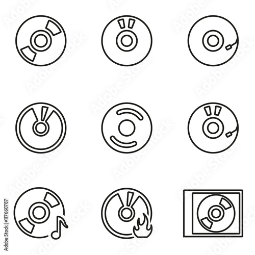 Vector line cd icon set