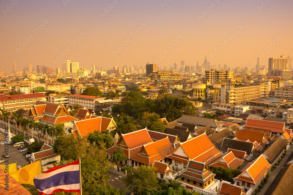 View of Bangkok and Wat Saket