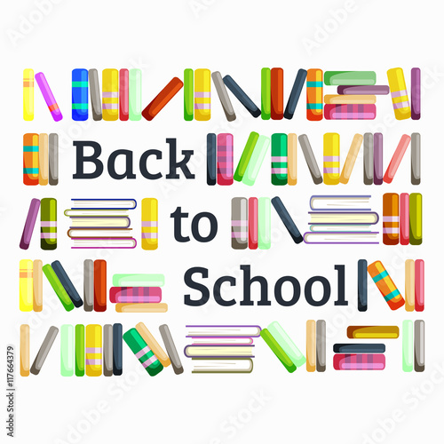 Books in public library, back to school and education concept in card or banner