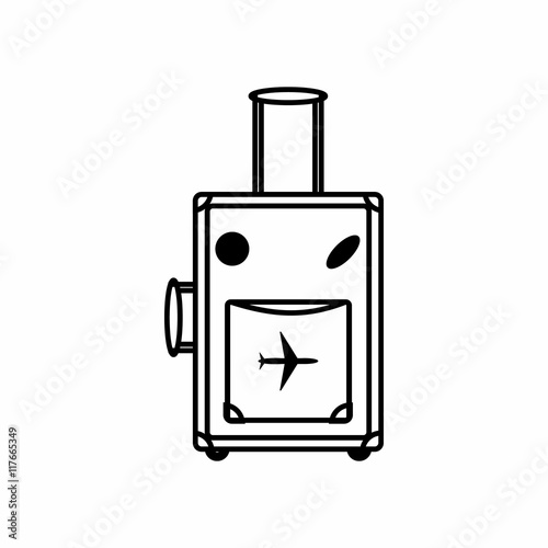 Luggage icon in outline style isolated on white background. Travel symbol