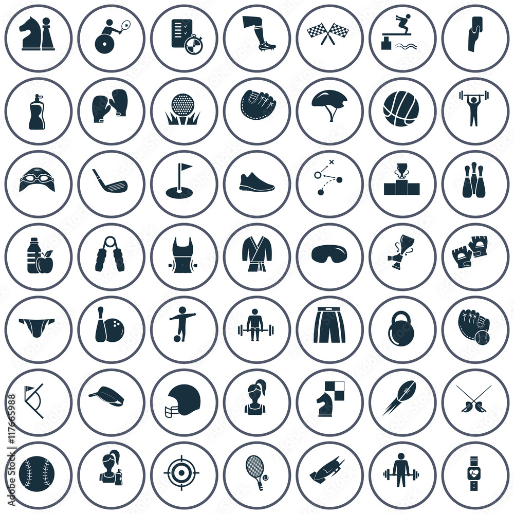 Set of forty nine sport icons