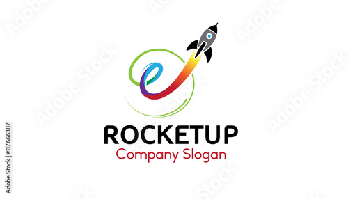 Rocket Up Logo Design Illustration