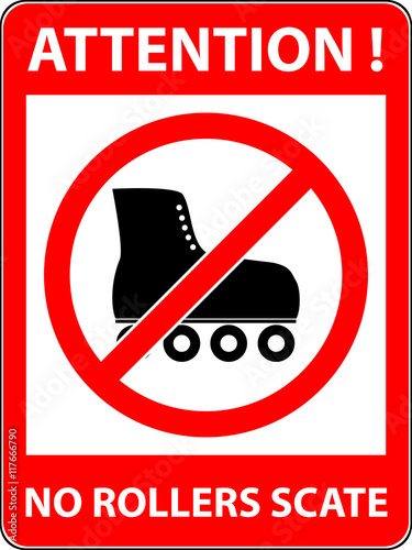 No skate, rollerskate, roller-skates and skating prohibited symbol. Sign indicating the prohibition or rule. Warning and forbidden. Flat design. Vector illustration. Easy to use and edit. EPS10.