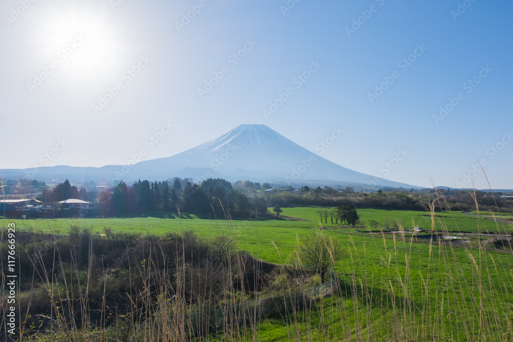 Mount Fuji viewpoint from countryside in Fumoto