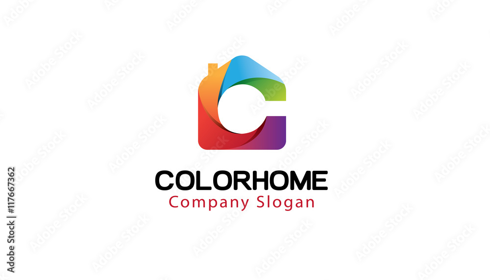 Color Home Logo Design Illustration