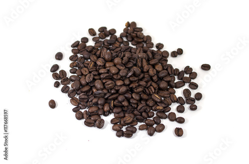 Coffee beans on the white background - isolated
