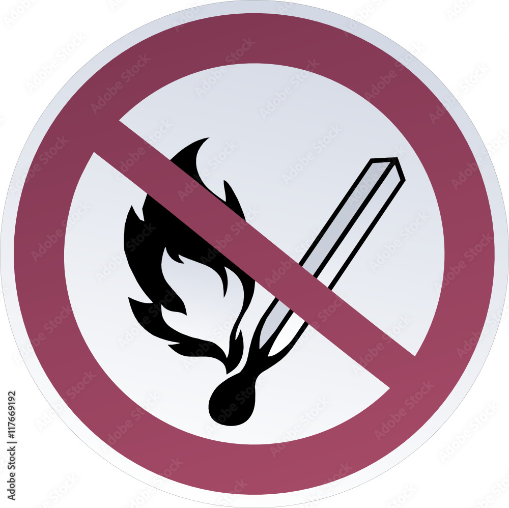 Verbotsschild – Feuer, offenes Licht, Rauchen verboten Verbotsschild – Feuer, offenes Licht, Rauchen verboten