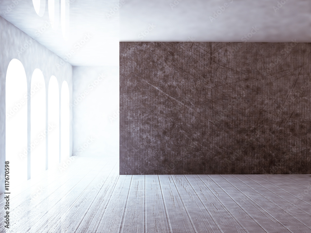 empty room with grunge wall, 3d empty room with grunge wall, 3d