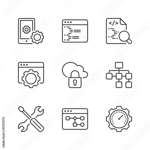 basic web development thin line icons