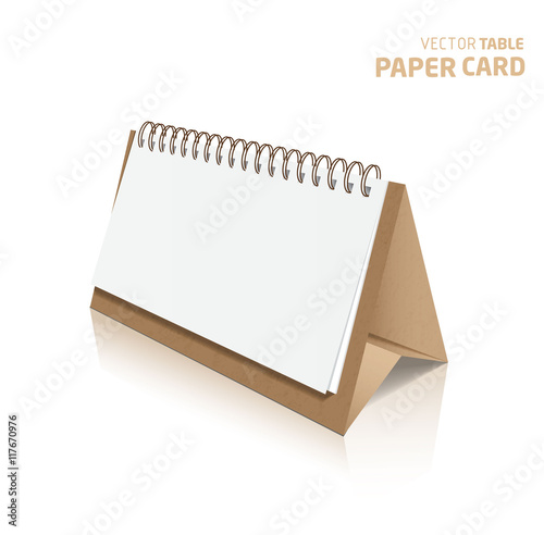 3d table paper card isolated on a grey background. Vector realis