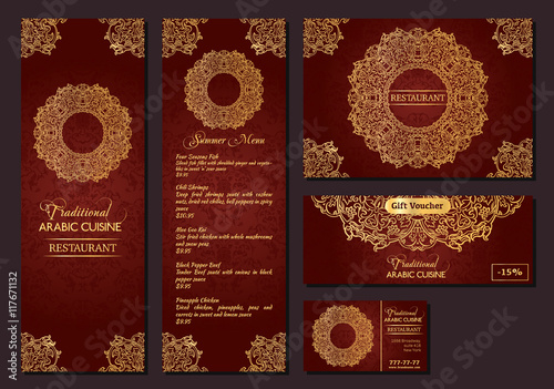 Vector illustration of a menu for a restaurant or cafe Arabian oriental cuisine