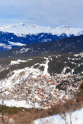 Valley view of Meribel. Meribel Village Center (1450 m). France