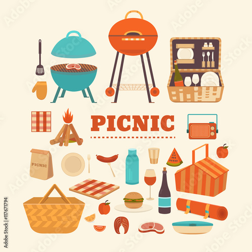 Set of summer picnic