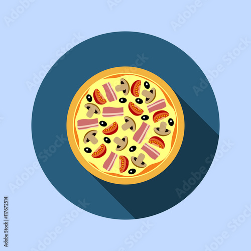 Assorted pizza with mushrooms, tomatoes