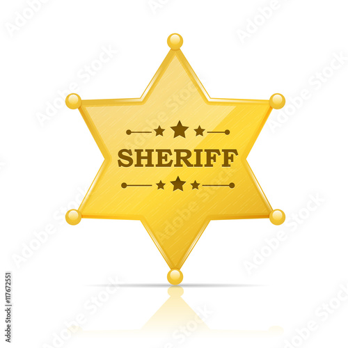 Golden sheriff badge vector illustration